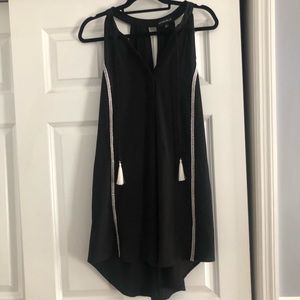 Black Sleeveless Dress With White Detailing